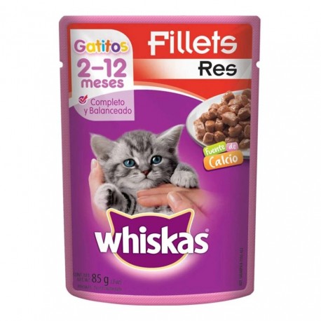 Alimento Whiskas Gatitos Sobre Filetes Res 85g