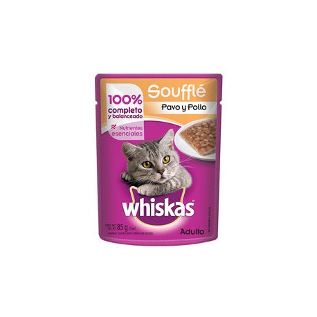 Alimento Whiskas Adulto Sobre Souffle Pavo y Pollo 85g