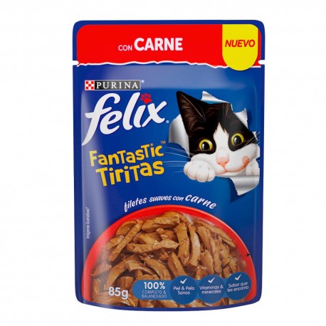 Alimento Fantastic Tiritas con Carne Para Gato Sobre 85g