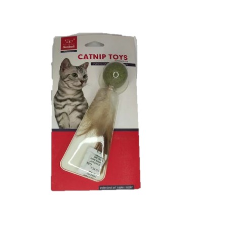 Juguete Esfera Nunbell de Catnip Con Plumas Para Gato