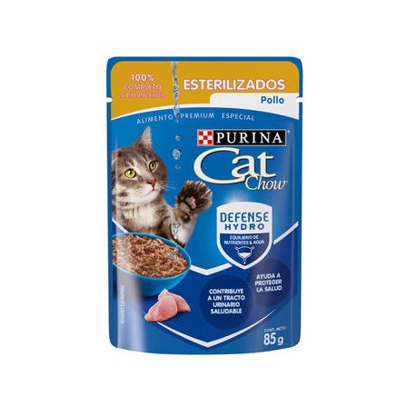 Alimento Cat Chow Para Gato Esterilizado Sabor Pollo Sobre 85g