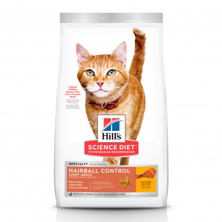 Alimento Hill's Science Diet Adulto Hairball Control Light Para Gato 3.17kg